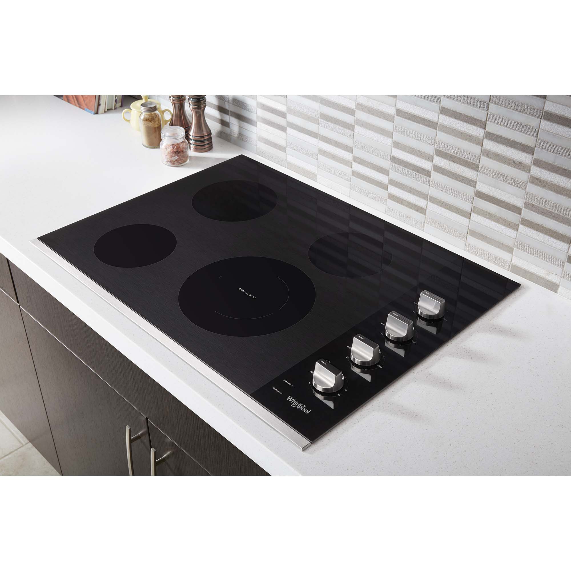 Whirlpool 30 in. 4 Burner Electric Cooktop with Simmer Burner Stainless Steel
