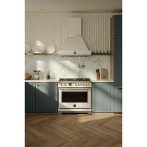 Bertazzoni Heritage Series 36 in. 5.9 cu. ft. Dual Convection Gas Range with 6 Sealed Burners & Griddle - Ivory, , hires