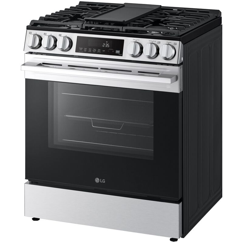 LG 30 in. 6.3 cu. ft. Smart Air-Fry Standard Convection Slide-In Gas Range with 5 Sealed Burners & Griddle - PrintProof Stainless Steel, , hires