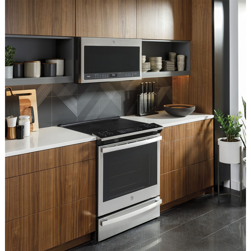 GE Profile 30 in. 5.3 cu. ft. Smart Air Fry True European Convection Slide-In Electric Range with Smoothtop Burners - Stainless Steel, , hires