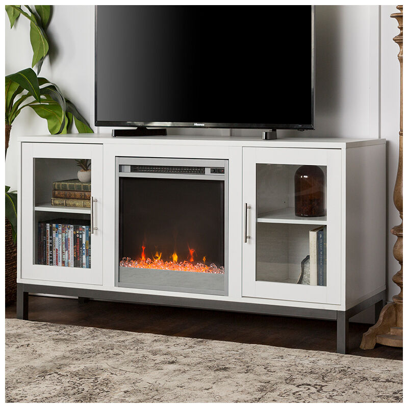 Walker Edison 52 Modern Wood Fireplace, Tv Stand With Fireplace White Contemporary