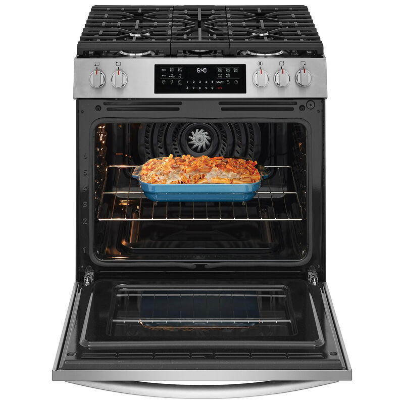 Frigidaire Gallery 30 in. 5.1 cu. ft. Air-Fry True European Convection Steam Gas Range with 5 Sealed Burners - Stainless Steel, , hires