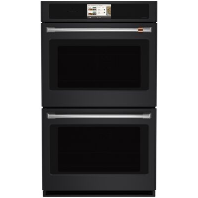 Cafe Professional Series 30 in. 10.0 cu. ft. Smart Top Control Electric Double Wall Oven with True European Convection - Matte Black | CTD90DP3ZD1