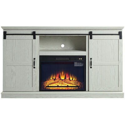 Manhattan Comfort Myrtle 60" Fireplace Console - Cream Oak | FP2-CR