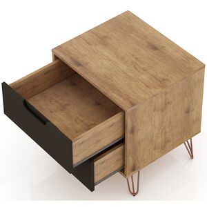 Manhattan Comfort Rockefeller Mid-Century Modern 2-Drawer Nightstand - Textured Gray, Gray, hires