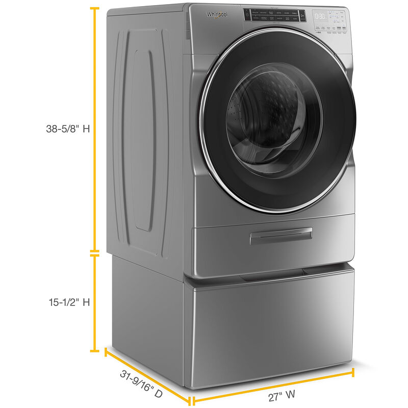 Whirlpool 27 in. 4.3 cu. ft. Stackable Front Load Washer with Sanitize Cycle, Steam Wash & Load-&-Go XL Dispenser - Chrome Shadow, , hires