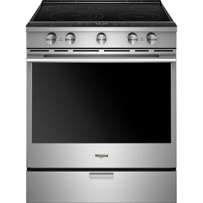 Whirlpool 30 in. 6.4 cu. ft. Smart Convection Oven Slide-In Electric Range with 5 Smoothtop Burners - Stainless Steel | WEEA25H0HZ