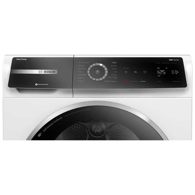 Bosch 500 Series 24 in. 4.0 cu. ft. Smart Stackable Ventless Electric Dryer with Heat Pump, Sensor Dry, Sanitize & Steam Cycle - White, , hires