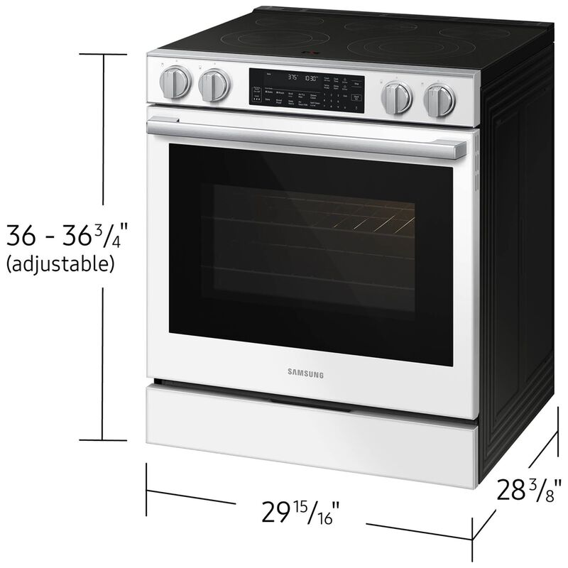 Samsung Bespoke 30 in. 6.3 cu. ft. Smart Air-Fry True European Convection Slide-In Electric Range with Radiant Burners - White Glass, White Glass, hires