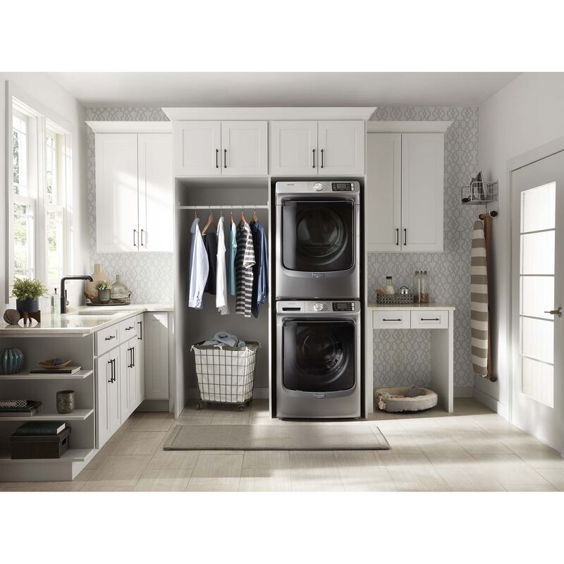 Maytag 27 in. 7.3 cu. ft. Stackable Gas Dryer with Extra Power, Sanitize, Steam & Quick Dry Cycle - Metallic Slate, Metallic Slate, hires