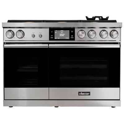 Dacor 48 in. 6.6 cu. ft. Smart Convection Double Oven Freestanding Natural Gas Dual Fuel Range with 6 Sealed Burners - Silver Stainless | DOP48C86DLS