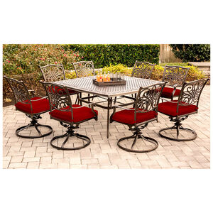 Hanover Traditions 9-Piece 60" Square Dining Set-Red, , hires
