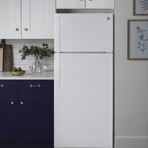 GE 28 in. 15.6 cu. ft. Top Freezer Refrigerator - White, White, hires