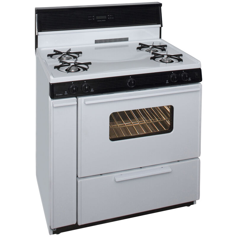 Premier 36 in. 3.9 cu. ft. Gas Range with Open Burners - White, White, hires