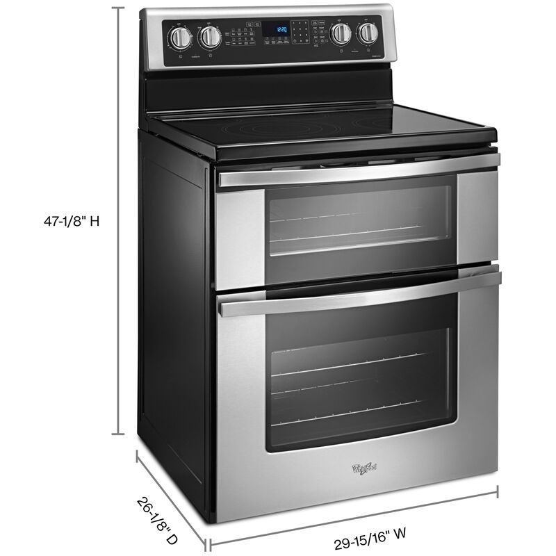 Whirlpool 30 in. 6.7 cu. ft. True European Convection Double Oven Electric Range with Radiant Burners - Stainless Steel, Stainless Steel, hires