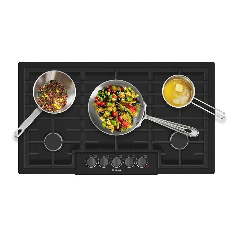 Bosch 800 Series 36 in. 5-Burner Natural Gas Cooktop with Simmer Burner & Power Burner - Black, , hires