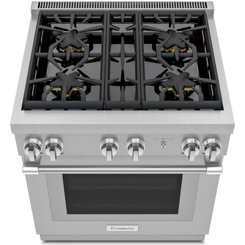 Thermador Pro Harmony Professional Series 30 in. 4.4 cu. ft. True European Convection Dual Fuel Range with 4 Sealed Burners - Stainless Steel, , hires