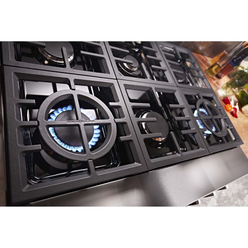 KitchenAid 36 in. 5.1 cu. ft. Smart Convection Oven Freestanding Dual Fuel Range with 6 Sealed Burners - Black, , hires