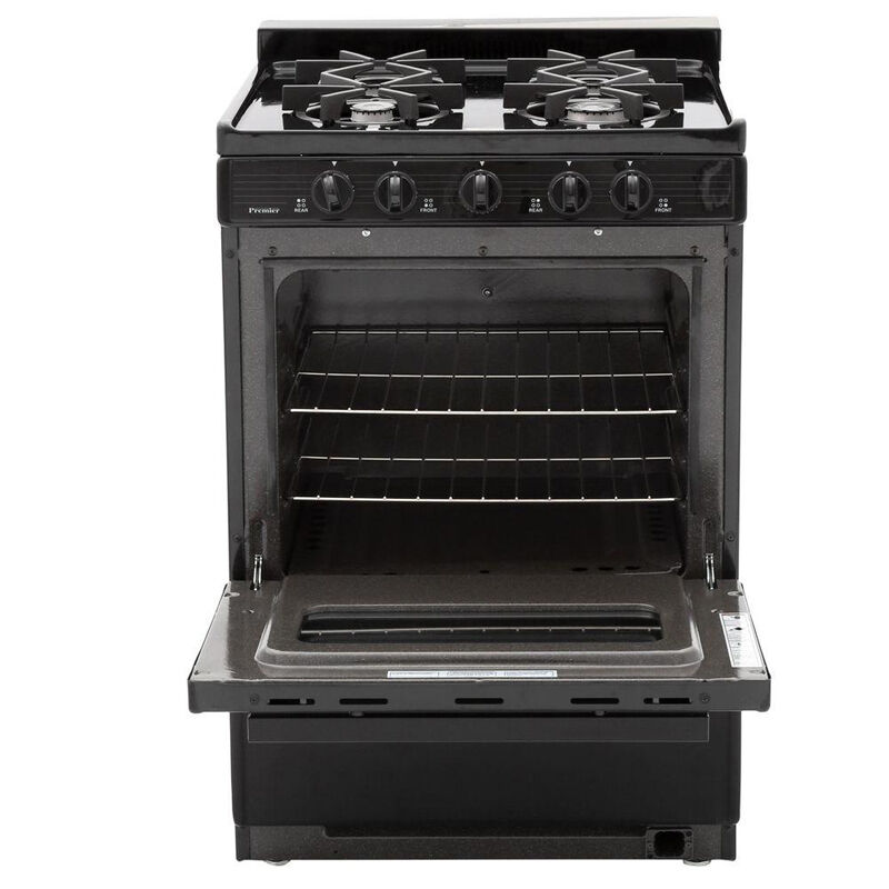 Premier 24 in. 2.9 cu. ft. Gas Range with 4 Sealed Burners - Black, , hires
