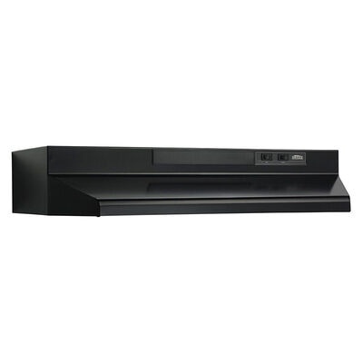 Broan F40000 Series 24 in. Standard Style Range Hood with 2 Speed Settings, 230 CFM, Convertible Venting & Incandescent Light - Black | F402423