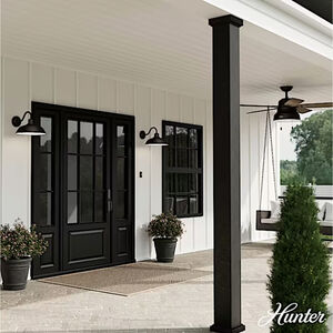 Hunter Mill Valley Rustic Modern Metal Dome Outdoor Medium Wall Light-Matte Black, , hires