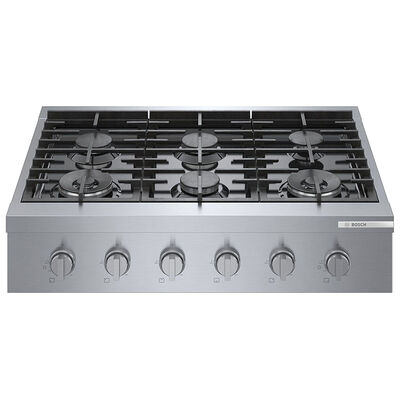 Bosch 800 Series 36 in. 6-Burner Gas Cooktop with Simmer & Power Burner - Stainless Steel | RGM8658UC