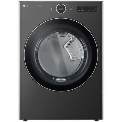 LG 27 in. 7.4 cu. ft. Front Loading Gas Smart Dryer with 23 Dryer Programs, 11 Dry Options, Wrinkle Care & Sensor Dry - Black Steel | DLGX6701B