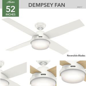 Hunter Casablanca 52" Dempsey Ceiling Fan with LED Light Kit and Handheld Remote - Fresh White, , hires