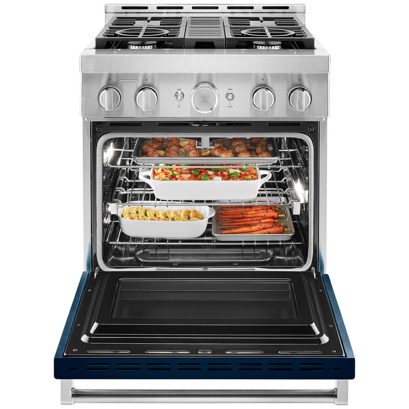 KitchenAid 30 in. 4.1 cu. ft. Smart Convection Oven Freestanding Gas Range with 4 Sealed Burners - Ink Blue, , hires