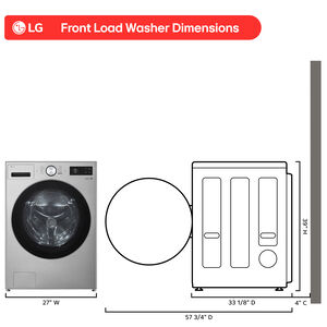 LG 27 in. 5.0 cu. ft. Smart Stackable Front Load Washer with TurboWash 360, AI DD Built-In Intelligence, Sanitize & Steam Cycle - Graphite Steel, , hires