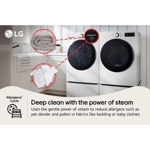 LG 27 in. 5.0 cu. ft. Smart Stackable Front Load Washer with TurboWash 360, AI DD Built-In Intelligence, Sanitize & Steam Cycle - Alpine White, , hires