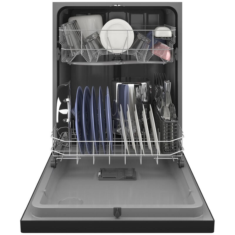 GE 24 in. Front Control Flush-Mount Dishwasher with 55 dBa Sound Level, Dry Boost & Pocket Handle - Black, Black, hires