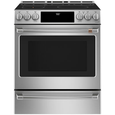 Cafe 30 in. 5.7 cu. ft. Smart Air Fry Convection Oven Slide-In Electric Range with 5 Induction Zones - Stainless Steel | CHS90XP2MS1