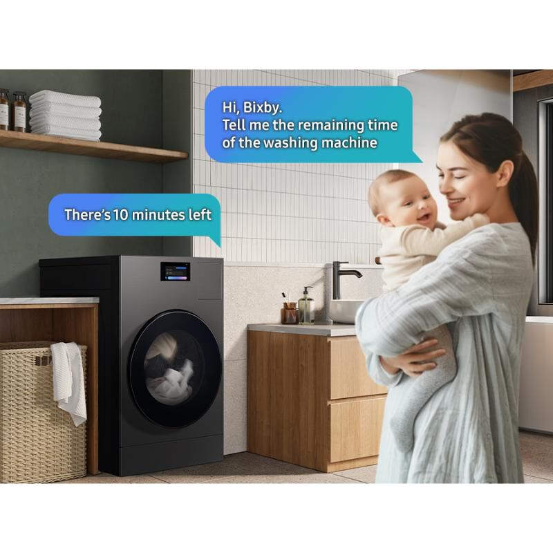 Samsung Bespoke 27 in. 5.3 cu. ft. Smart Electric Front Load AI All-in-one Combo with Sanitize and Steam Cycle - Dark Steel, Dark Steel, hires