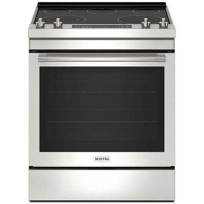 Maytag 30 in. 6.4 cu. ft. Air fry Convection Oven Slide-In Electric Range with 5 Smoothtop Burners - Fingerprint Resistant Stainless Steel | MES8800PZ