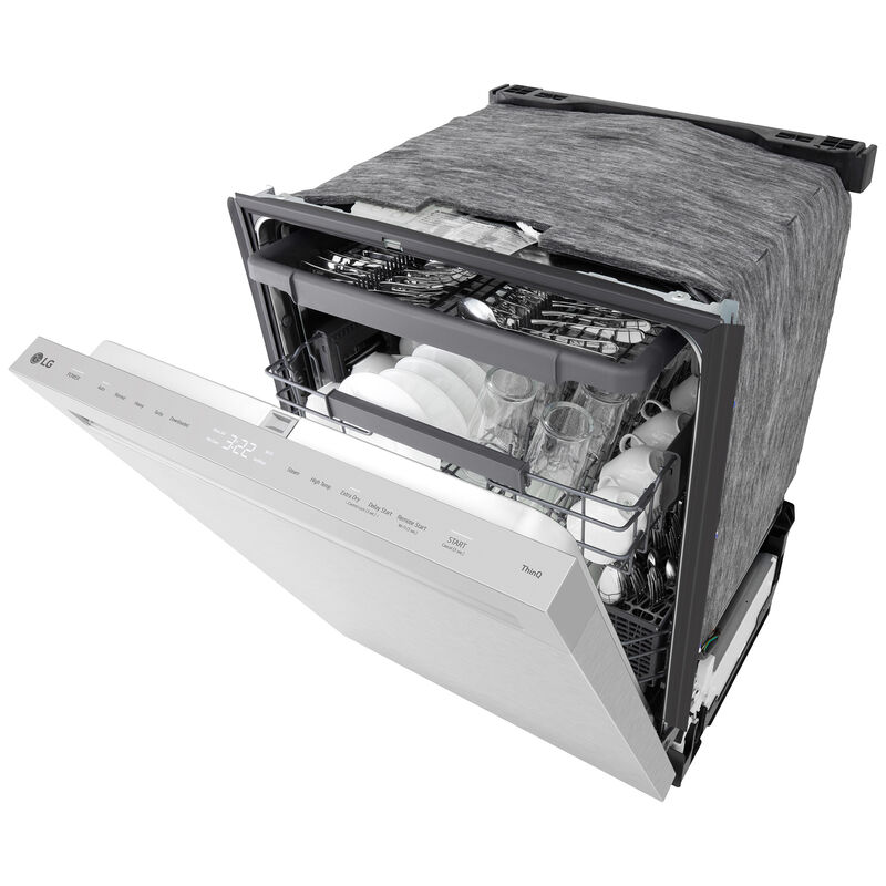 LG 24 in. Top Control Flush-Mount Smart Dishwasher with 46 dBA Sound Level, 3rd-Rack, AutoVent Dry & Pocket Handle - PrintProof Stainless Steel, , hires