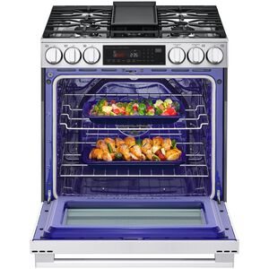 LG 30 in. 6.3 cu. ft. Smart Air Fry True European Convection Slide-In Gas Range with 5 Sealed Burners & Griddle - PrintProof Stainless Steel, , hires