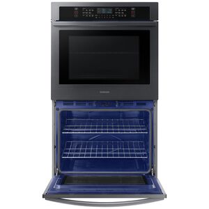 Samsung 30 in. 10.2 cu. ft. Smart Top Control Electric Double Wall Oven - Fingerprint Resistant Black Stainless Steel, Black Stainless, hires