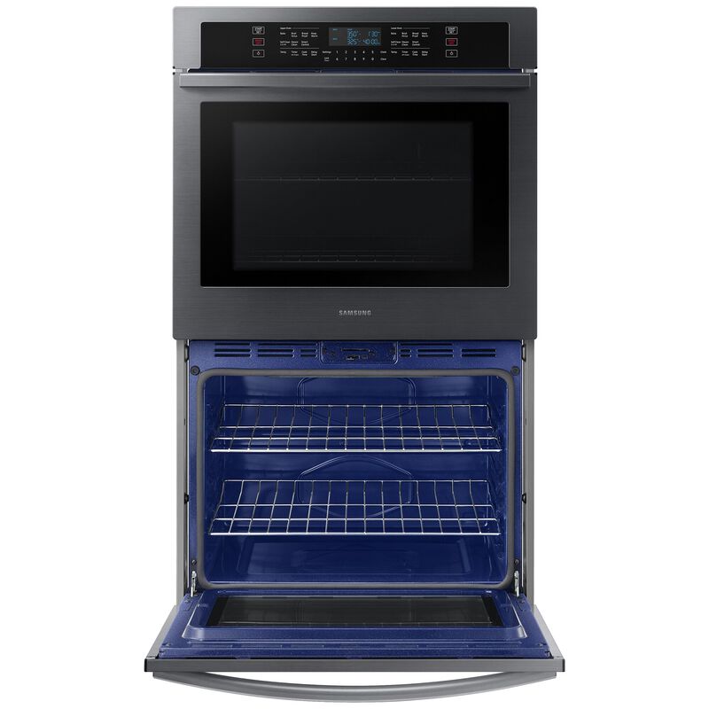 Samsung 30 in. 10.2 cu. ft. Smart Top Control Electric Double Wall Oven - Fingerprint Resistant Black Stainless Steel, Black Stainless, hires