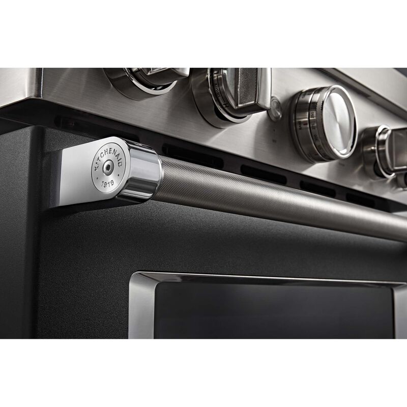KitchenAid 36 in. 5.1 cu. ft. Smart True European Convection Dual Fuel Range with 6 Sealed Burners - Black, , hires