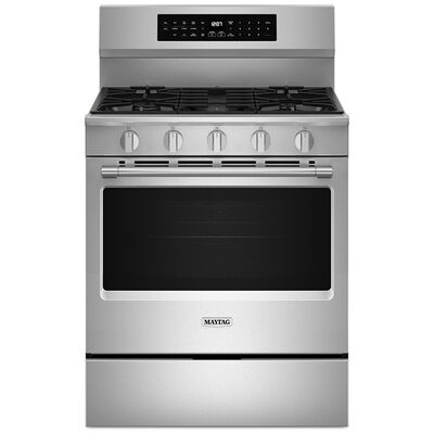 Maytag 30 in. 5 cu. ft. Smart Air Fry Standard Convection Gas Range with 5 Sealed Burners, Grill & Griddle - Fingerprint Resistant Stainless | MFGS8030RZ