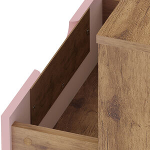 Manhattan Comfort Rockefeller Mid-Century Modern 1-Drawer Nightstand Rose Pink, Pink, hires