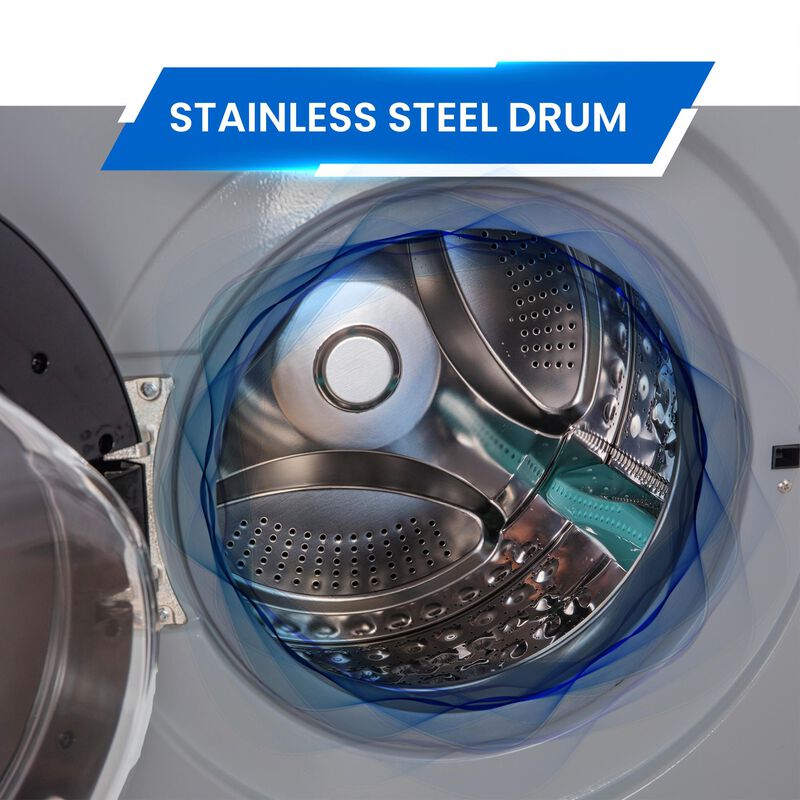 Equator 24 in. 1.6 cu. ft. Electric Front Load Laundry Center with Pet Cycle, Sanitize Cycle & Sensor Dry - Silver, Silver, hires