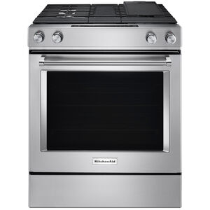 KitchenAid 6.4 cu. ft. Downdraft Slide-In Electric Range with Self-Cleaning  Convection Oven in Stainless Steel KSEG950ESS - The Home Depot