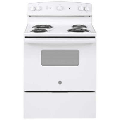 GE 30 in. 5 cu. ft. Electric Range with Coil Burners - White | JBS160DMWW