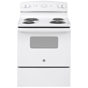 GE 30 in. 5.0 cu. ft. Oven Freestanding Electric Range with 4 Coil Burners - White, White, hires