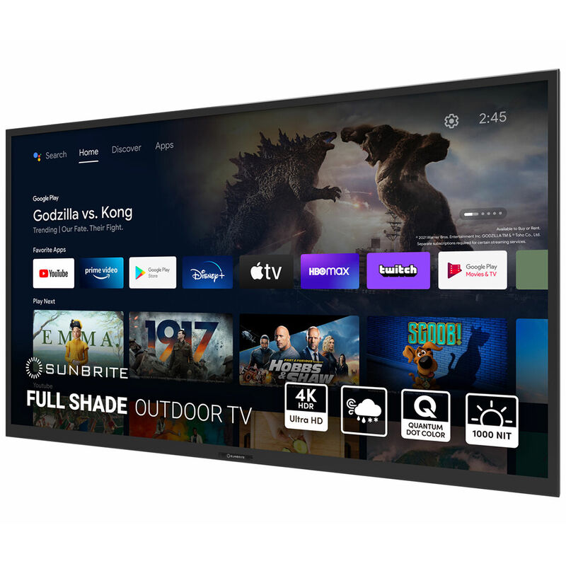 SunBrite TV - Veranda 3 Series 55" Class Full Shade 4K UHD LED Smart Android Outdoor TV, Black, hires