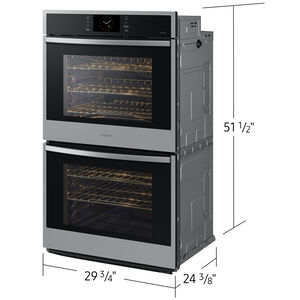 Samsung 30 in. 10.2 cu. ft. Electric Smart Double Wall Oven with Dual Convection & Steam Clean - Stainless Steel, , hires