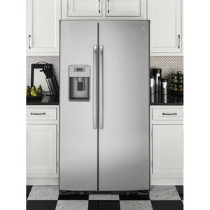 GE Profile 36 in. 21.9 cu. ft. Counter Depth Side-by-Side Refrigerator with External Ice & Water Dispenser - Stainless Steel, , hires
