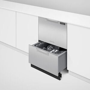 Fisher & Paykel Series 7 24 in. Smart Double Drawer with Front Control, 42 dBa Sound Level & Pocket - Stainless Steel, , hires